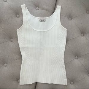 ALEXANDER MCQUEEN - Round Neck, Ribbed, Stretch White Knit Tank - Size XXS